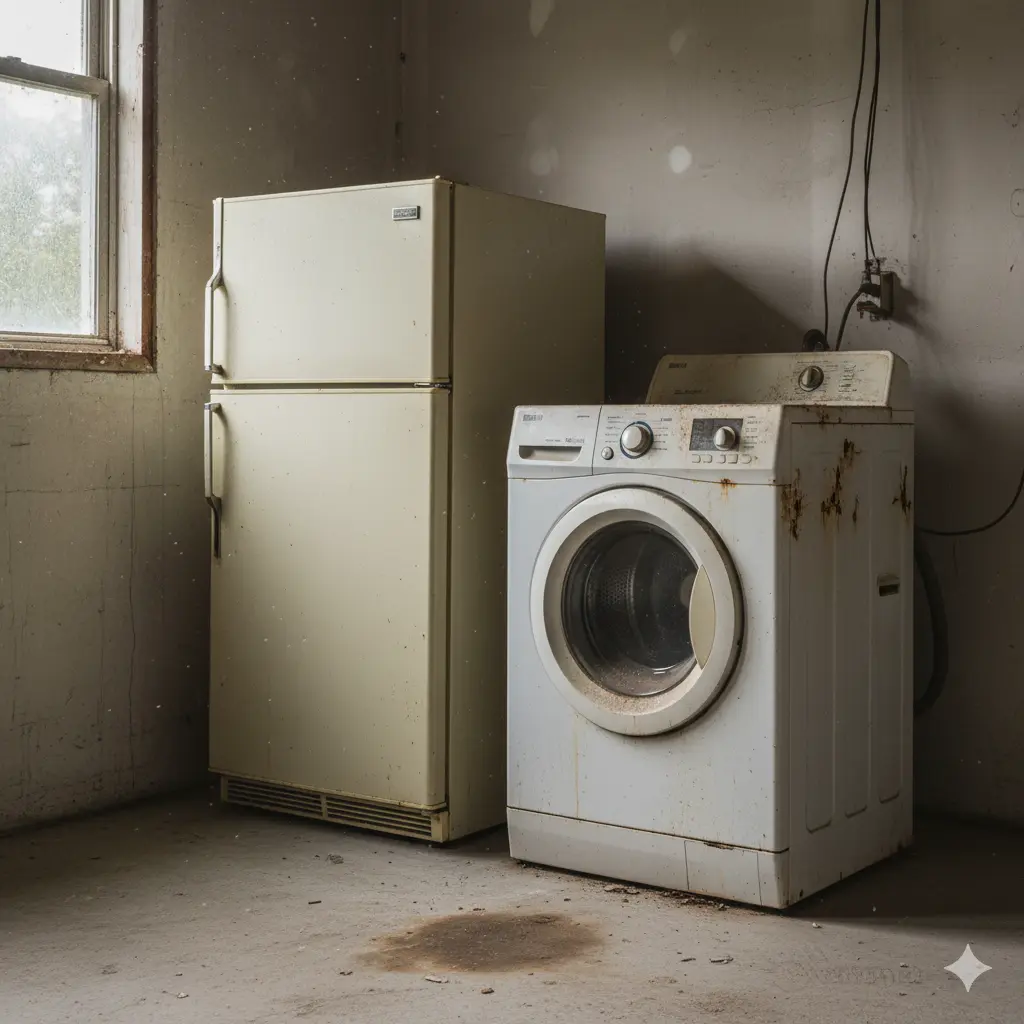 Töötaja vedamas pesumasinat